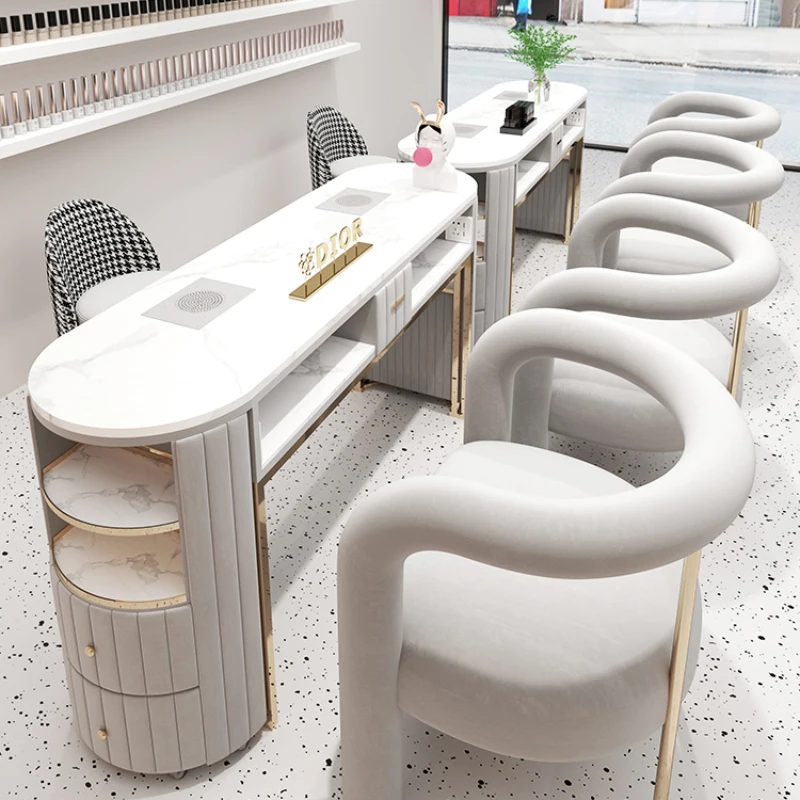 Designer Nail Table Professional Nailtech Commercial Manicure Table Receptionist Modern Tavolo Unghie Salon Furniture Cy50Nt