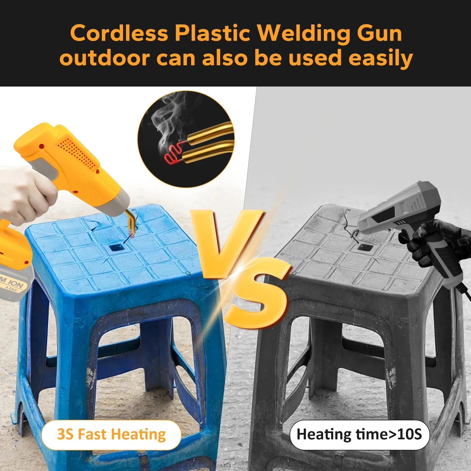 80W De-PO05 Plastic Welding Nail Gun Cordless for Dewalt 20V Battery 3S Quick Heat with 600pcs Hot Staples 6
