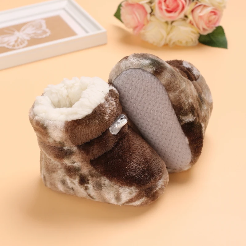 VALEN SINA Winter Baby Cute Shoes Brown Boy Girl Walk Boots Boys Ankle Shoes Toddlers Comfort Soft Newborns Warm Knitted Booties