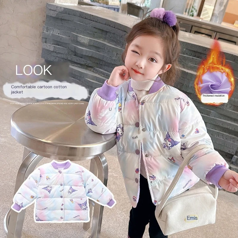 

Kuromi Sanrio Kawaii Anime Girly Heart Autumn Winter Light Padded Coat Cute Cartoon 2023 New Cotton Padded Coat Toys for Kids