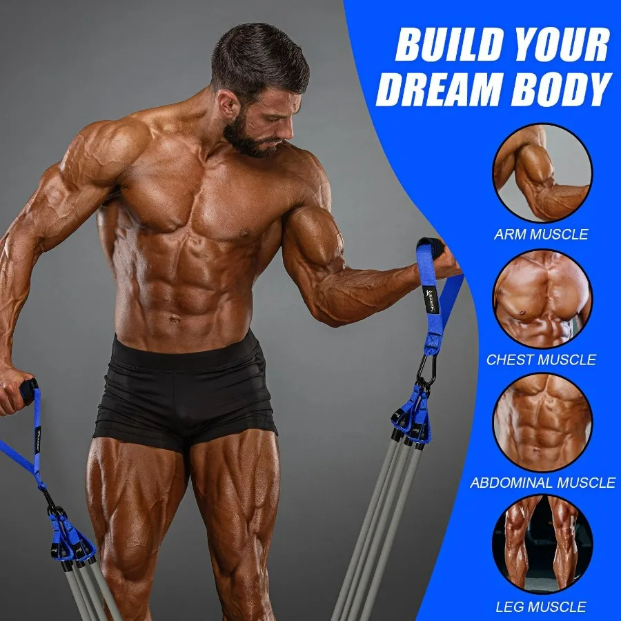 Heavy Resistance Bands for Working Out, 350lbs Exercise Bands with Handles, Workout Bands Set for Men, Fitness Weight Bands for