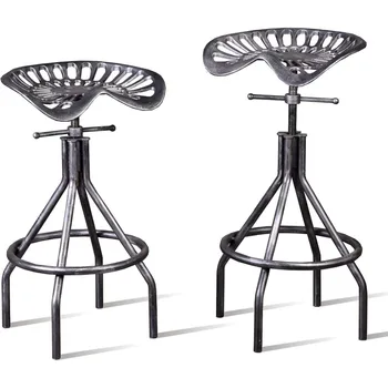 Industrial Cast Iron Metal Tractor Seat Farmhouse Bar Stool 1