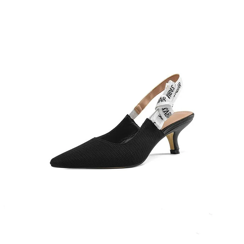 Women Sexy Pointed Toe Sandals Spring Fashion Slingback Shoes New Luxury Mid Heels Slippers Flip Flops Mujer Pumps Slides