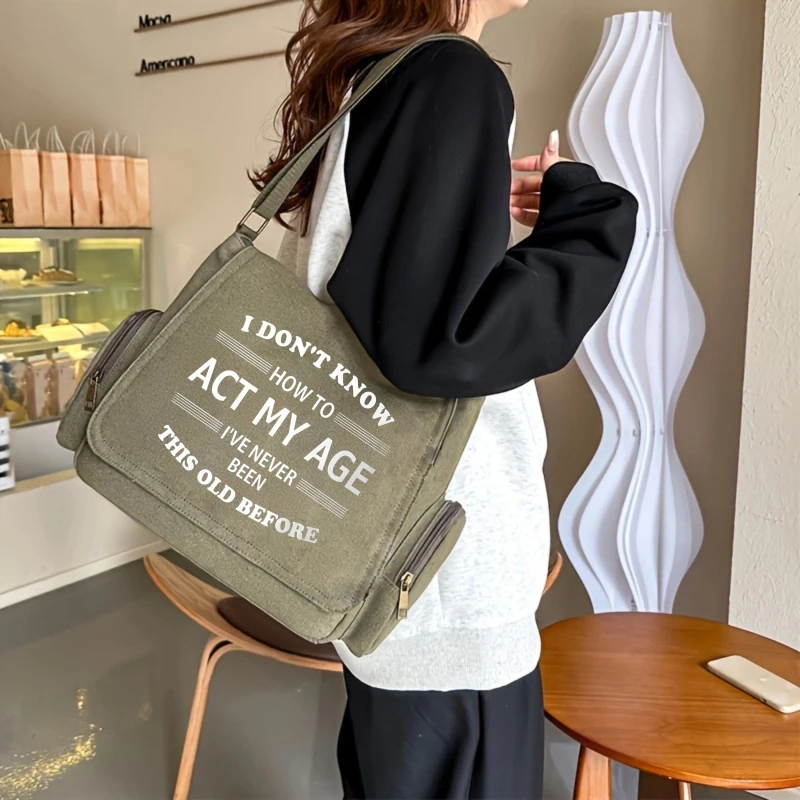 Casual Men's Shoulder Bag Women's Crossbody Bag Canvas Messenger Bag Large Capacity Laptop Bag Print