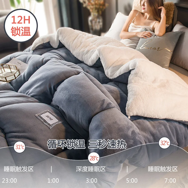 Super warm lamb velvet winter quilt thickened dormitory comforter single student autumn winter quilt core double space bed comforter
