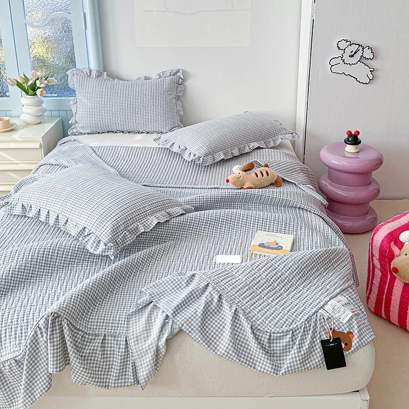 Bonenjoy Bedspread Plaid Style Bed Cover Soft Bed Linen Thicken Bedsheet Mattress Protector покрывало на кровать (No Pillowcase)
