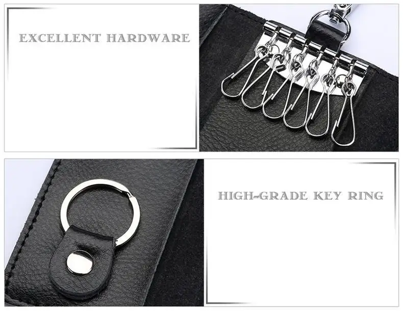 Genuine Leather Keychain Men Women Key Holder Organizer Pouch Cow Split Car Key Wallet Housekeeper Key Case Mini Card Bag A-001