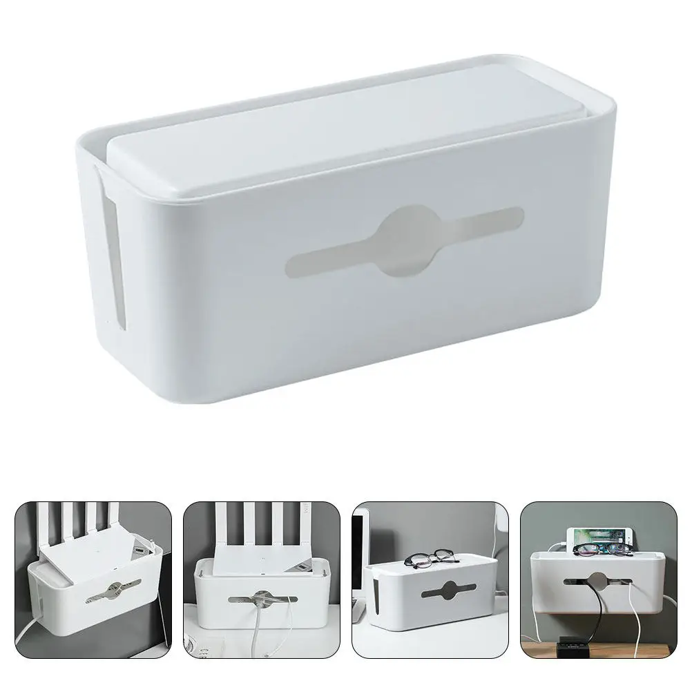 1Pcs 와이어 보관 상자 ABS 소재 둥근 모서리 홈 오피스 사용을 위한 케이블 관리 상자 흰색 네트워크 케이블 수신 허브