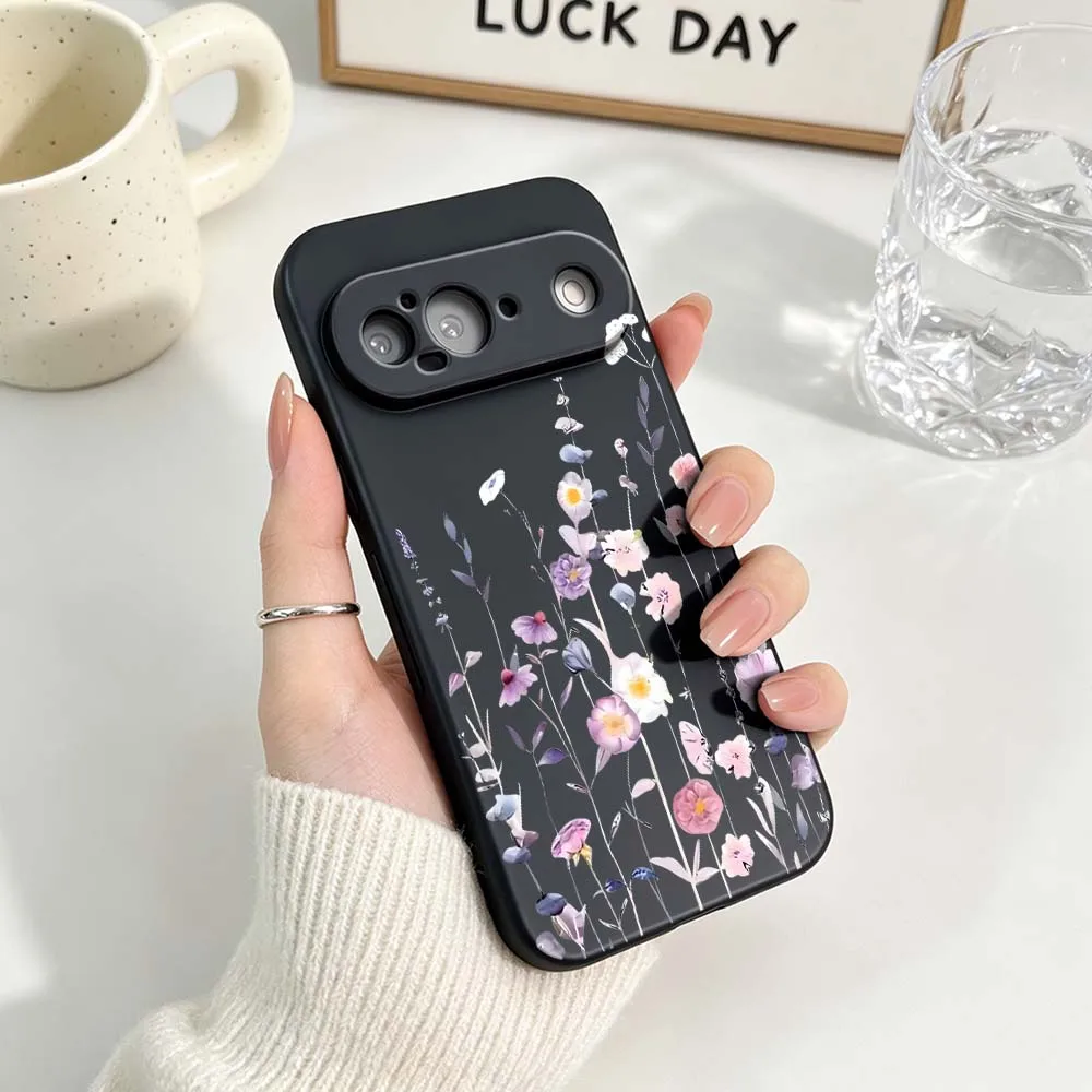 Embossed Floral Pattern Black Soft Silicone Phone Case