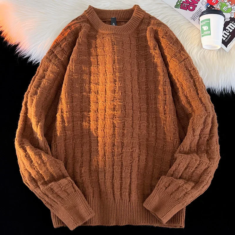 

Fried Dough Twists Sweater Round Neck Pullover for Men and Women Wear Outside in Autumn Winter Loose Inside and Bottom Knit