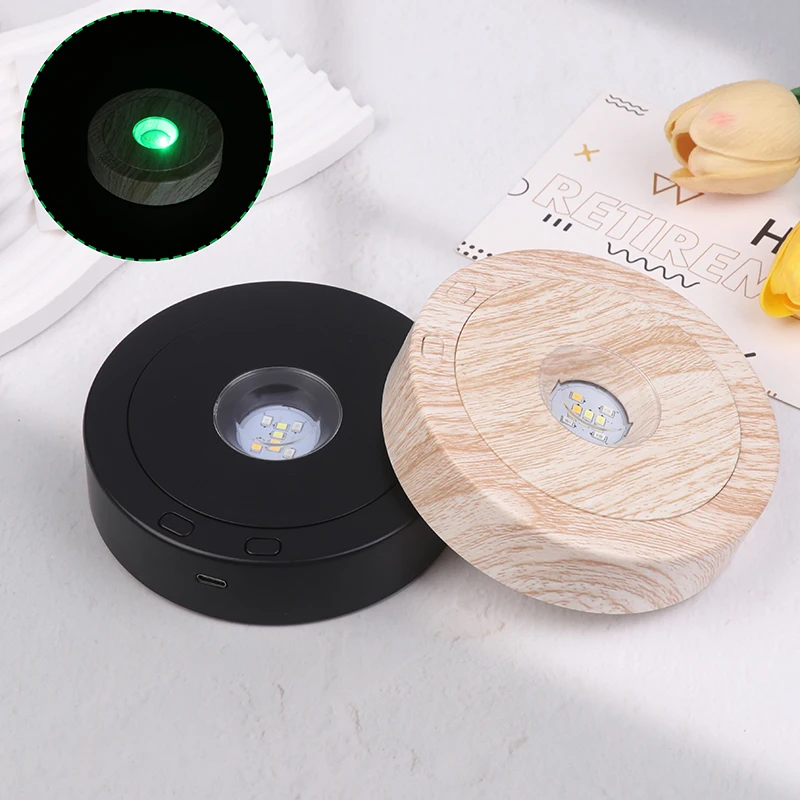 Rotating Display Stand For Crystals Glass Art Speed Adjustable Revolving Platform 4.5" 7 Light Modes LED Rotating Display Stand 2