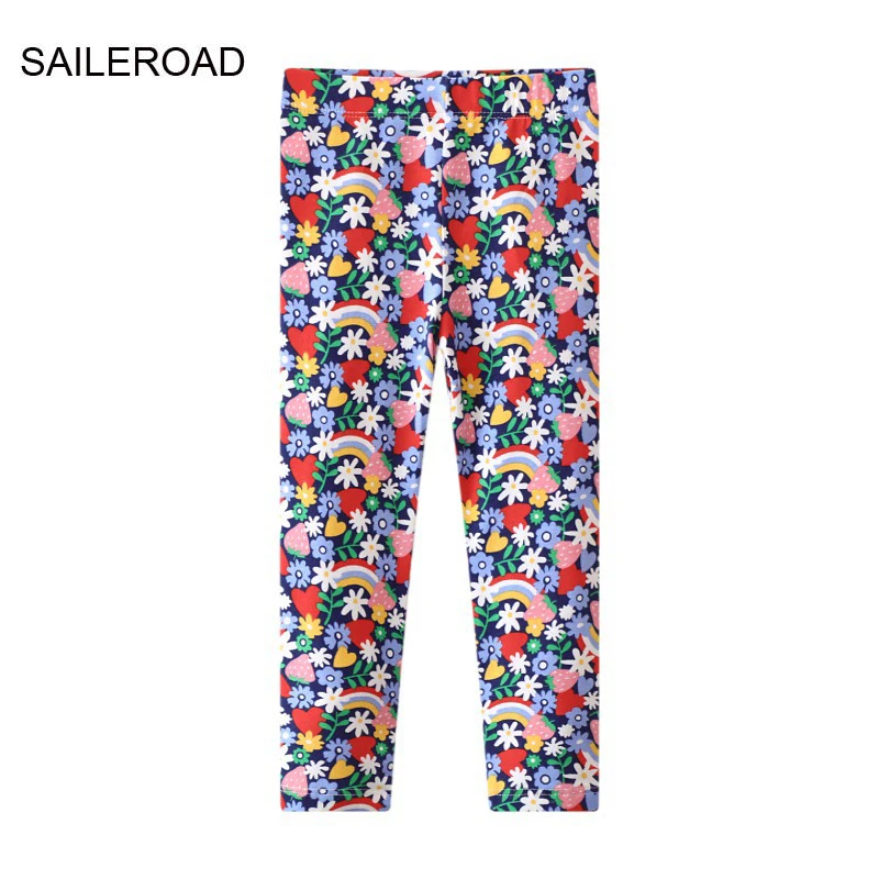 

SAILEROAD 2023 New 2-7Years Baby Pants Flowers Rainbow Kids Leggings for Girls Trousers Children Pants