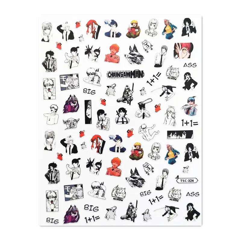 Nail slider Anime Chainsaw Man 3d nail art stickers decal template diy nail tool decorations TSC 372 379