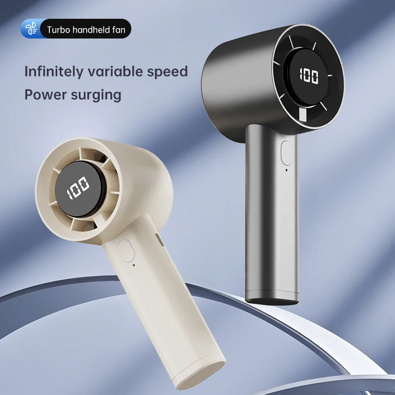 Ice compress high-speed cooling fan handheld fans USB Rechargeable portable mini fan LED Digital Display, Travel,Camping,Outdoor