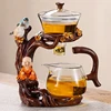 Glass Tea Set Home Kung Fu Tea Cup Lazy Person Magnetic Suction Brewing Tea Pot Magical Tool Tea Drinking Office Reception 1