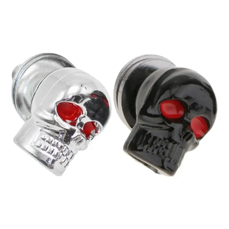 Skull Head Screw 3D Skull Red Eye Design License Plate Fixing Nut Automobile Accessories License Plate Frames