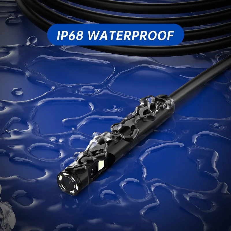 5'' IPS Industrial Endoscope Camera 1080P HD Split Design Waterproof Autofocus Camera 5.0MP for Car Sewer Check 15m Rigid Cable 4