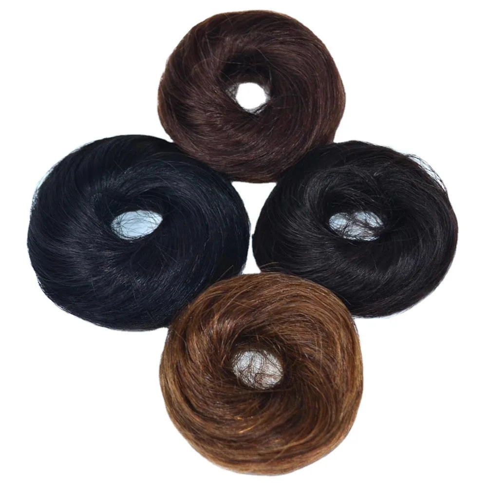 Bun Ponytail Extensions Short Ponytail Real Human Hair Extensions Tousled Updo Bun With Elastic Rubber Band Hair Accessories