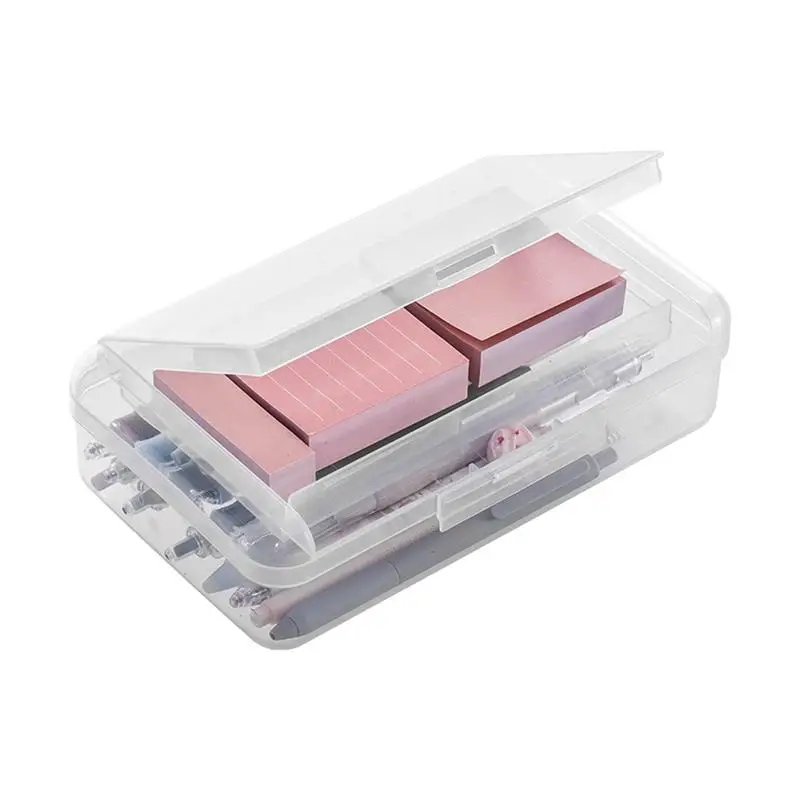 

Double Layer Pencil Box Clear Pencil Case Hard Stationary Bag Stackable Makeup Box Large Capacity Stationary Supplies For Pen