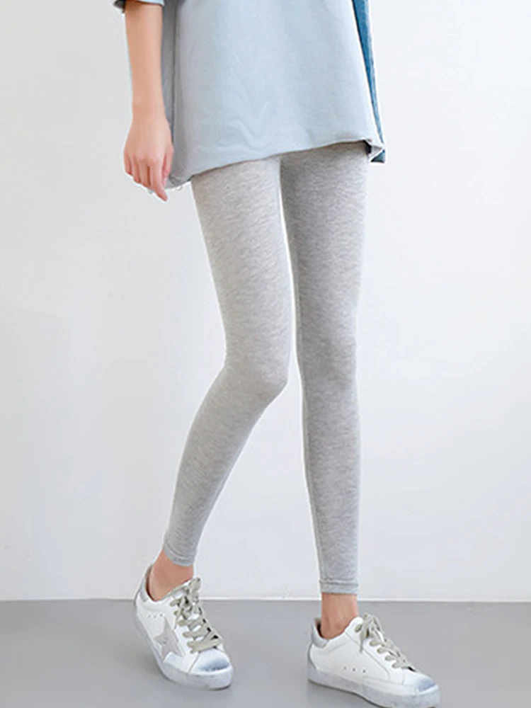 

Elastic Fashion High Waist Modal Tights Solid Casual Women Leggings Workout Fitness Leggins Solid Trousers