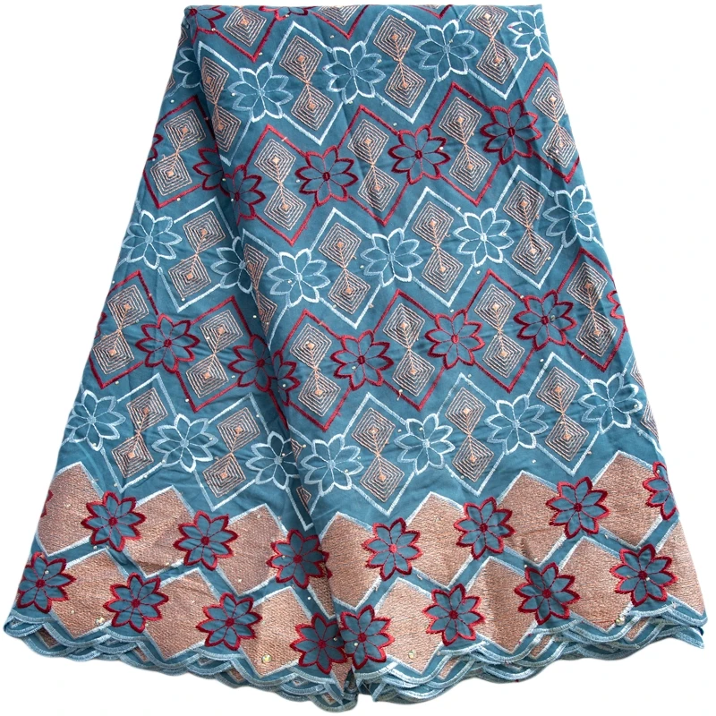 

Kalume African Nigeria Cotton Lace Fabric with stones 2023 High Quality 5Yards for Sewing Women Elegant Party Dresses F3443