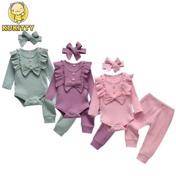 Baby Girl Ruffled Knit Outfit Set 1