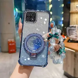 Versatile 3 - Piece Phone Accessory Set: Includes Protective Case, Lanyard, and Circular Stand - Galaxy A51 (Blue)