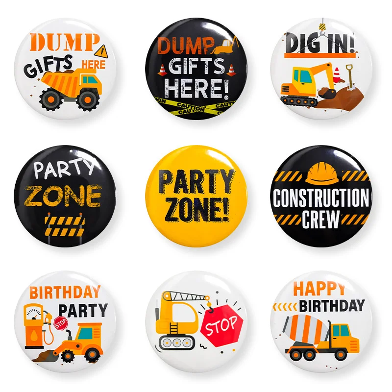 5Pcs Engineering Vehicle Iron Badge Carton Excavator Bulldozer Badges For Boy'S Construction Theme Birthday Party Decor Supplies