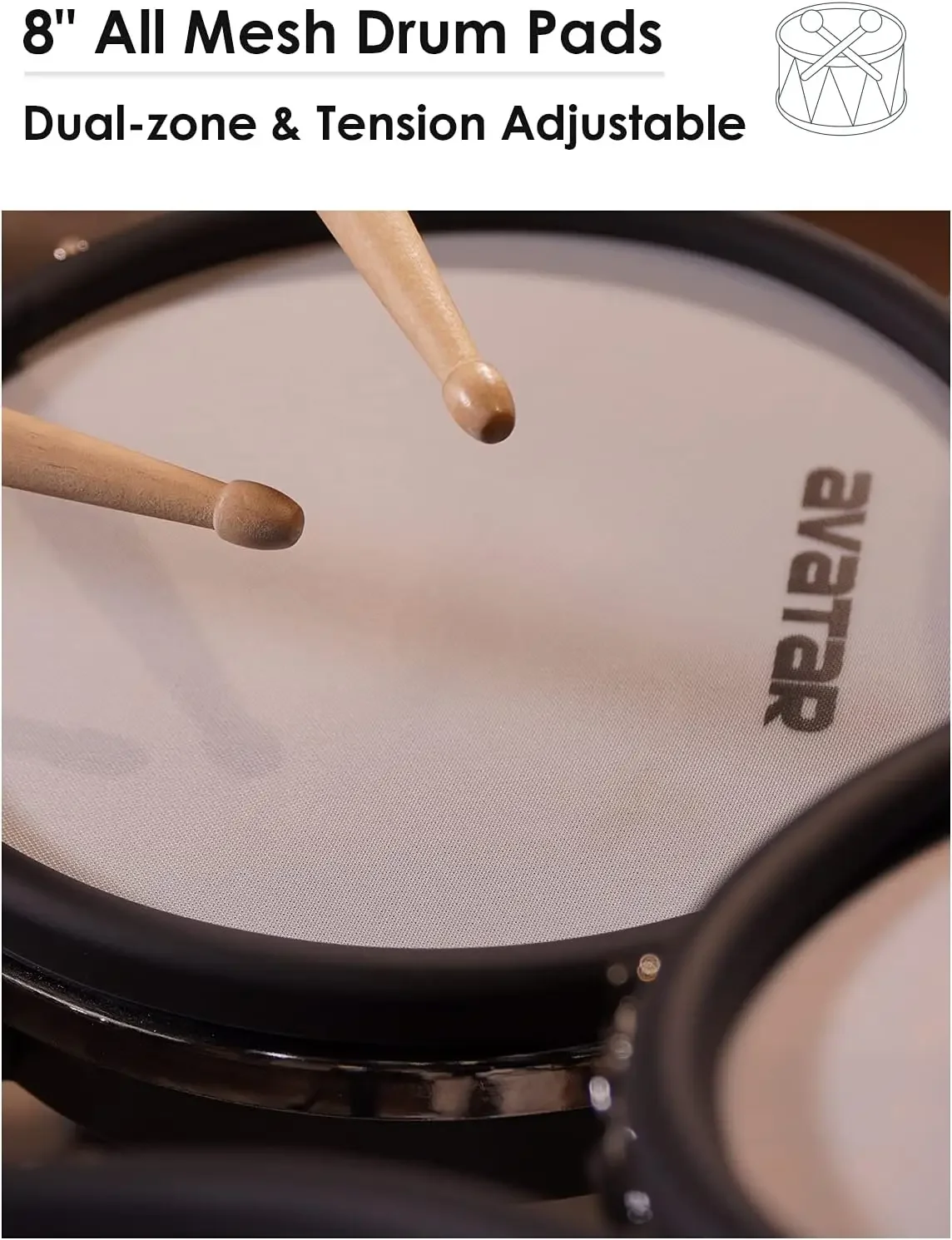 10inch Avatar Dual zone Snare Tom Mesh Drum Pad for Electronic Drum Set With Clamp Cable