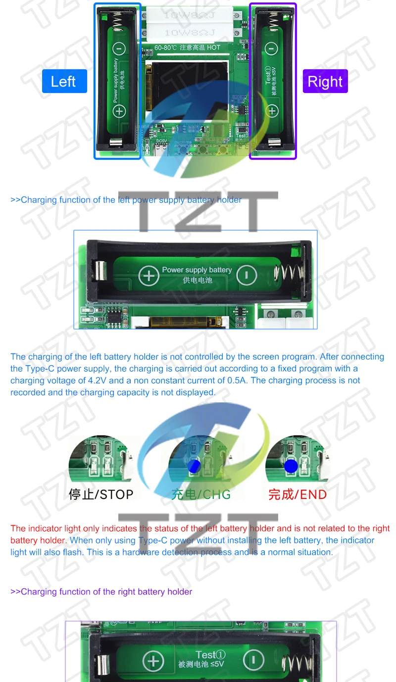 Typ-C LCD-Display Batteriekapazitätstester MAh MWh Lithiumbatterie Digitales Batterieleistungsdetektormodul 18650 Batterietester – Detail 6