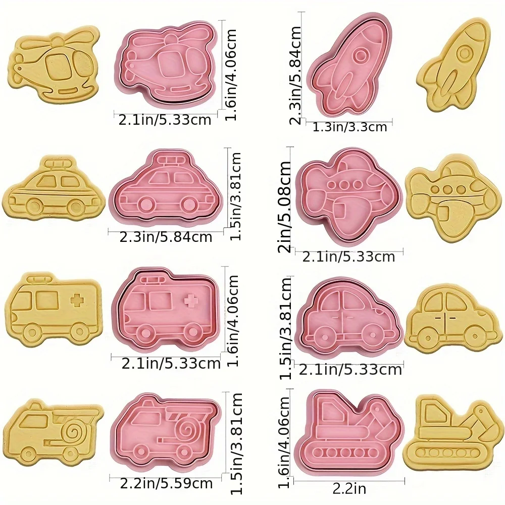 Cookie Cutter Aircraft Cars Transportation Cartoon Biscuit Mold Confectionery Cookie Stamp Baking Tools