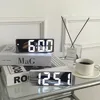 Smart Alarm Clock Bedside Table Led Alarm Clock Digital Children's Electronic Alarm Clock Curved Screen Mirror Temperature 1