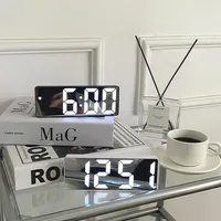 Smart Alarm Clock Bedside Table Led Alarm Clock Digital Children's Electronic Alarm Clock Curved Screen Mirror Temperature 1