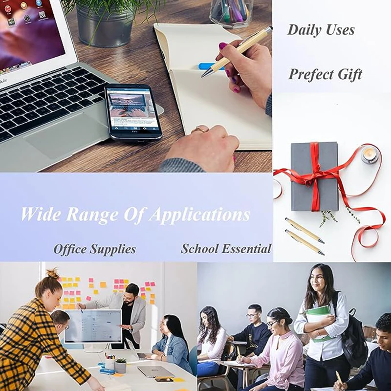 Ballpoint pen touch screen stylus pen Bamboo Engrave Name Black Ink Signature Office School Writing