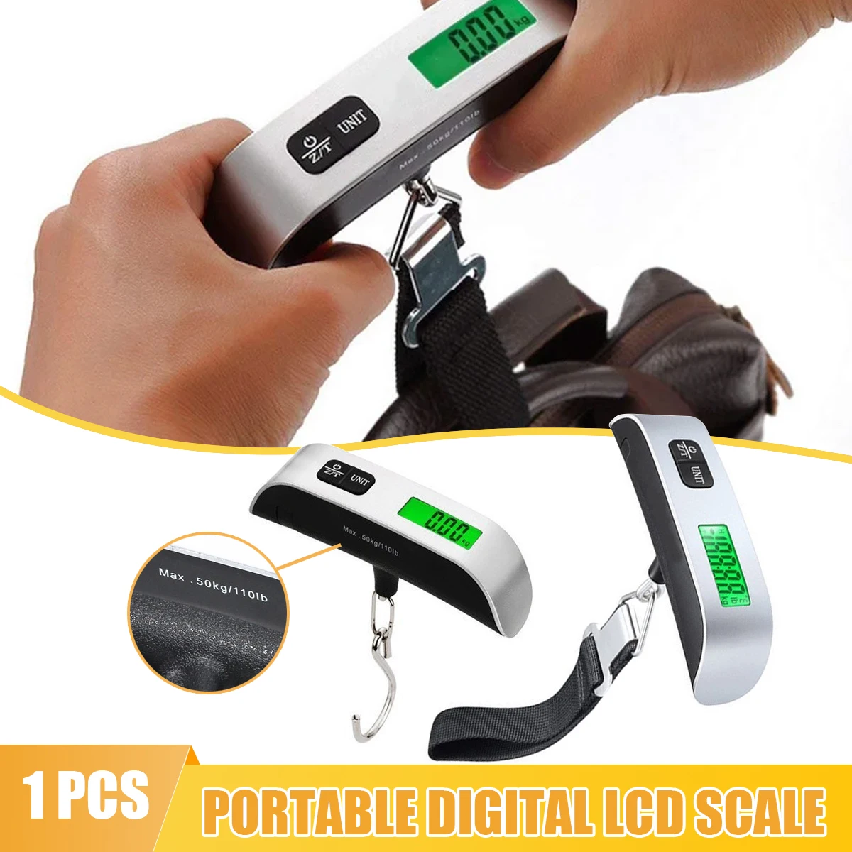 Compact Digital LCD Travel Luggage Scale - 110lb/50kg Capacity