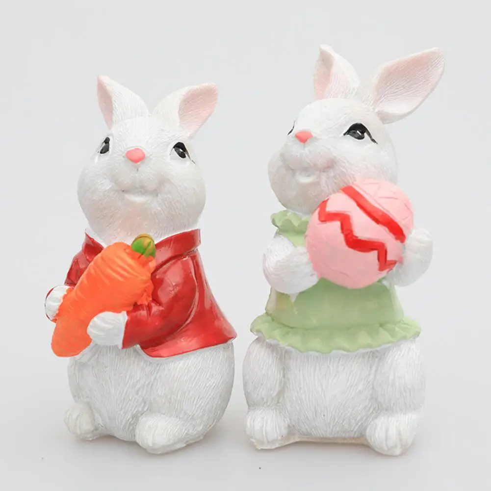 

Bunny Statue Easter Bunny Resin Statue Adorable Rabbit Figure Desktop Decoration Model Toy Landscape Ornament Doll House Statue