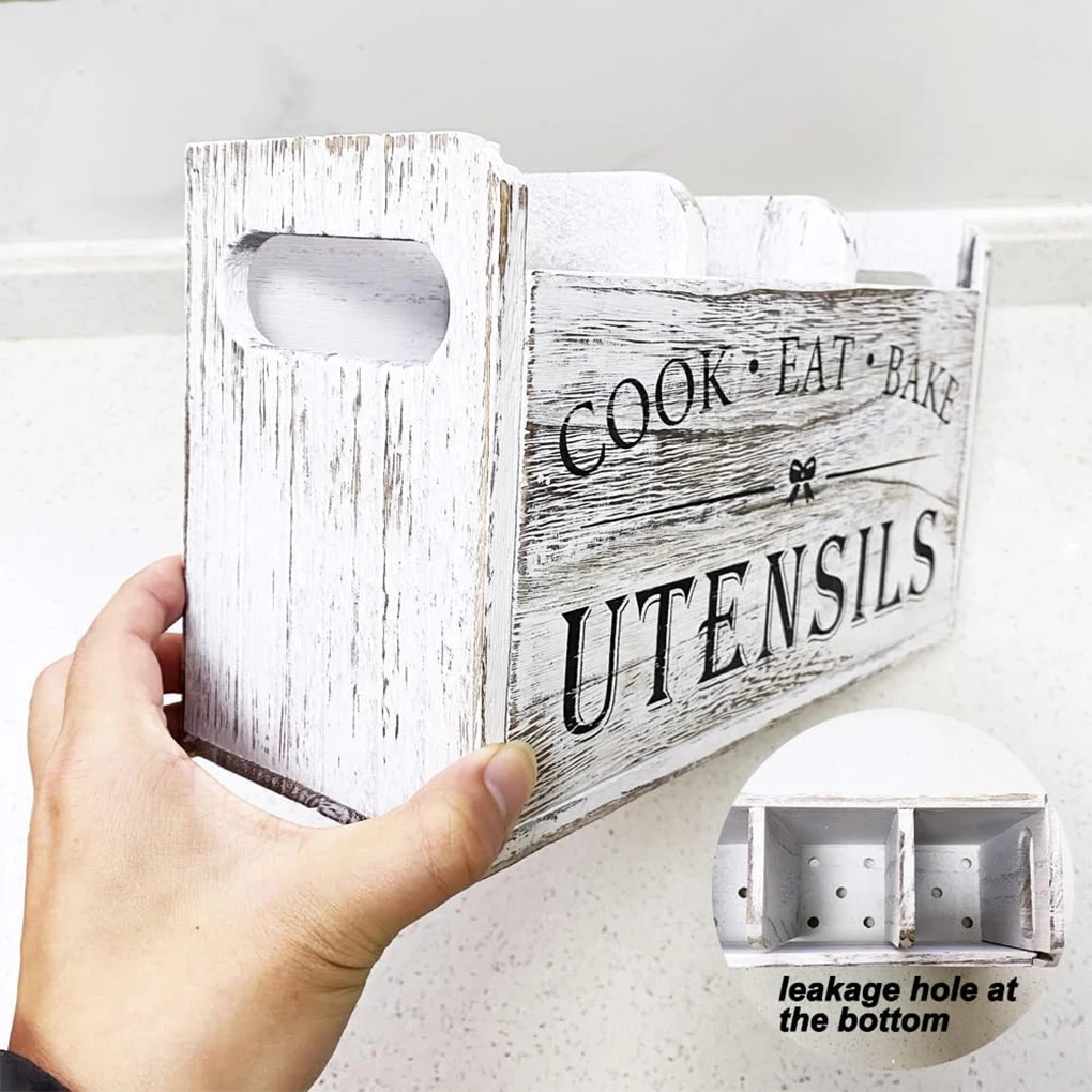 Wooden Storage Rack For Baking Utensils Move Around Countertops With Ease For Kitchen Hopsticks Spoon Storage Box Widely Used 4