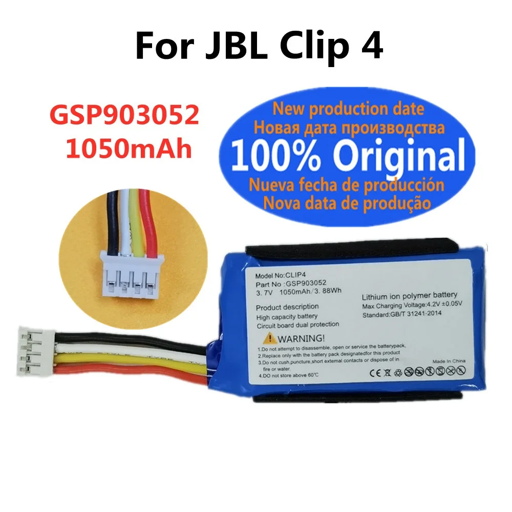

New 100% Original Bluetooth Battery For JBL Clip 4 Clip4 GSP903052 Player Speaker Battery 1050mAh High Quality Bateria Batteri
