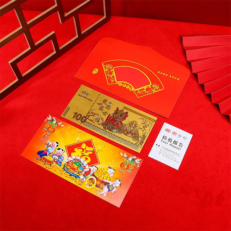 

Памятные заметки с золотым покрытием в виде монеты с изображением дракона для коллекции, домашний декор, сумка на удачу, подарок для гостей, поделки, 2024