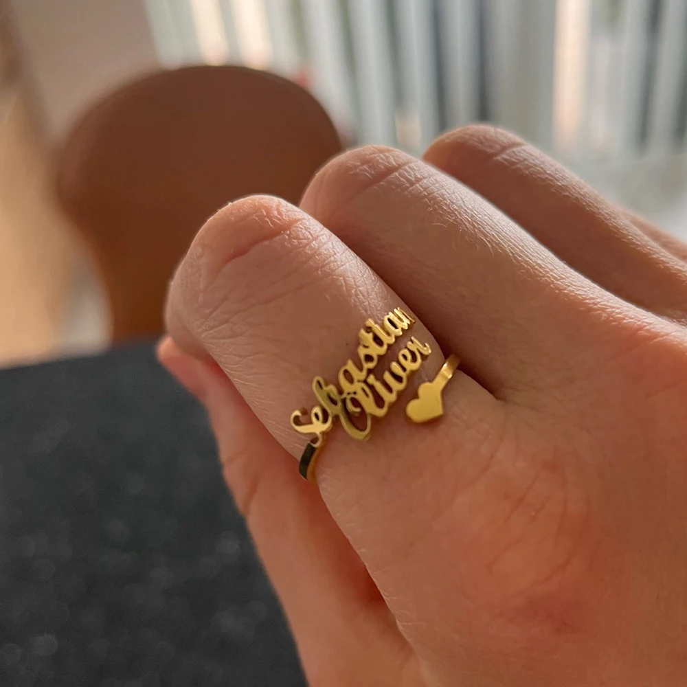 Vassago Custom Double Name Ring For Women Personality Two Name Rings Couple  Gift | eBay