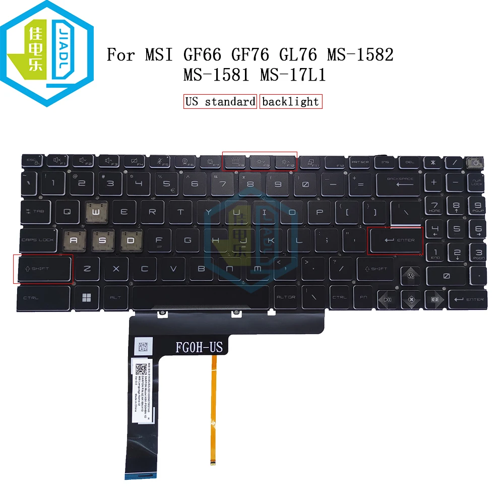 Teclado Retroiluminado Rgb dos Eua ru Msi Katana Gf66 Gf76 Pulso Gl66 Gl76 Ms1582 Ms-1581 1583 Ms-17l1 17h3 Inglês Russo Nsk-fg1abn - Imagem 4