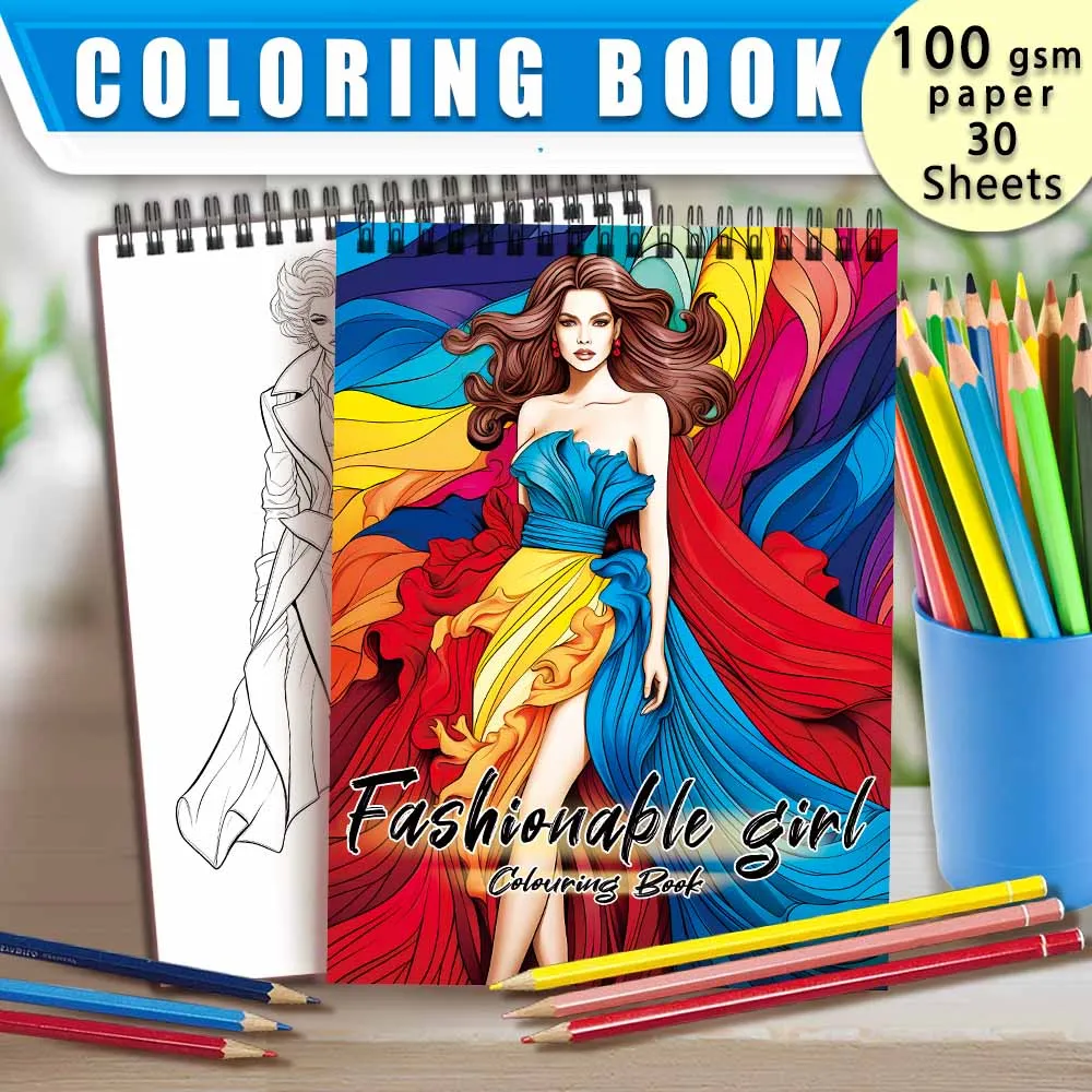 Spiral Coloring book -30 Sheets adult coloring book, 11.2 x 8.3 inches, 100g thick paper, drawing book, homecoming holiday gift 2