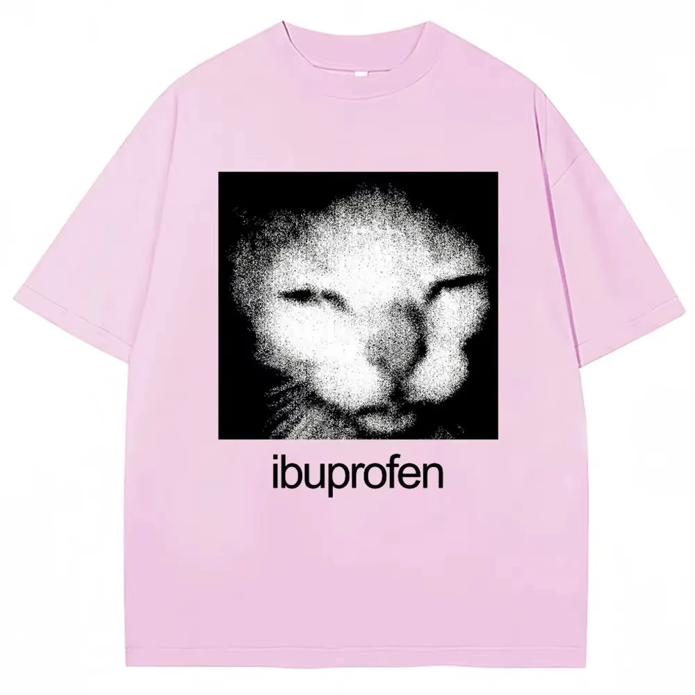 2026 Vintage Funny Ibuprofen Cat Meme Graphic T Shirt Women Humor Fashion T Shirts Oversized Casual Streetwear T-shirts Y2K top 5