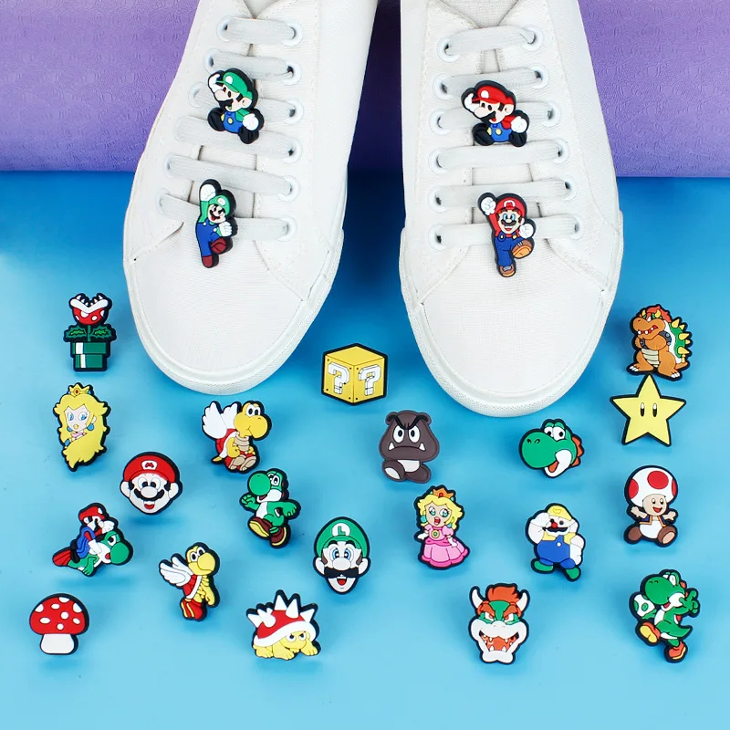 

Mario Brothers Accessories Shoelace Buckle Anime Toad Yoshi Luigi Cute Student Espadrille Sneakers Decorated Shoe Flower