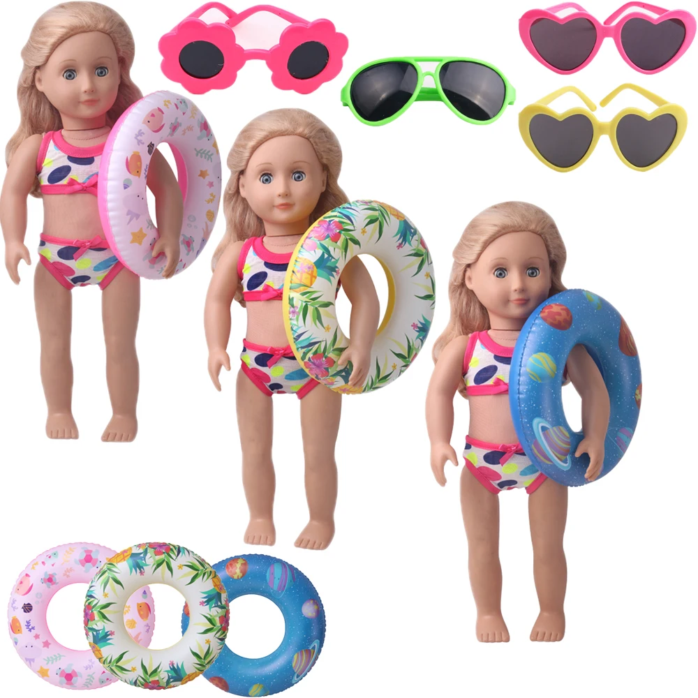 Doll Sunglasses Glasses Swimsuit Rings For 18-Inch American And 43Cm Babies Newborn Boys And Girls DIY Birthday  Gifts shinecon sc g06 3d imax screen vr glasses virtual reality headset for 4 0 6 0 inch phones