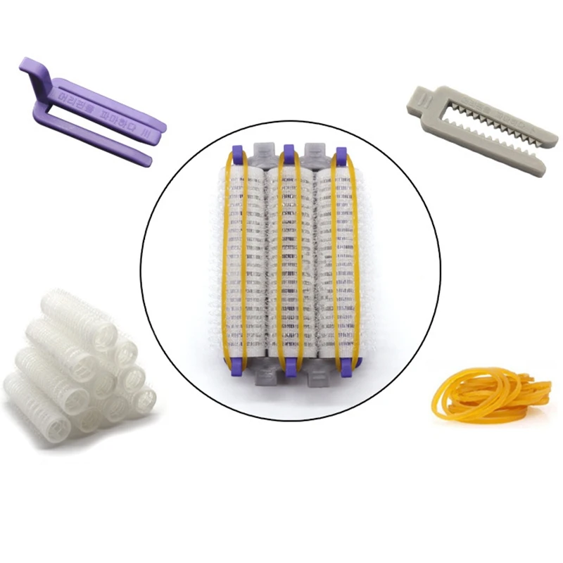 SANQ 24Pcs/Set Salon Nylon Hook & Loop Hair Rollers Set Root Perm Rods Bars Curlers with Clips Rubber Bands