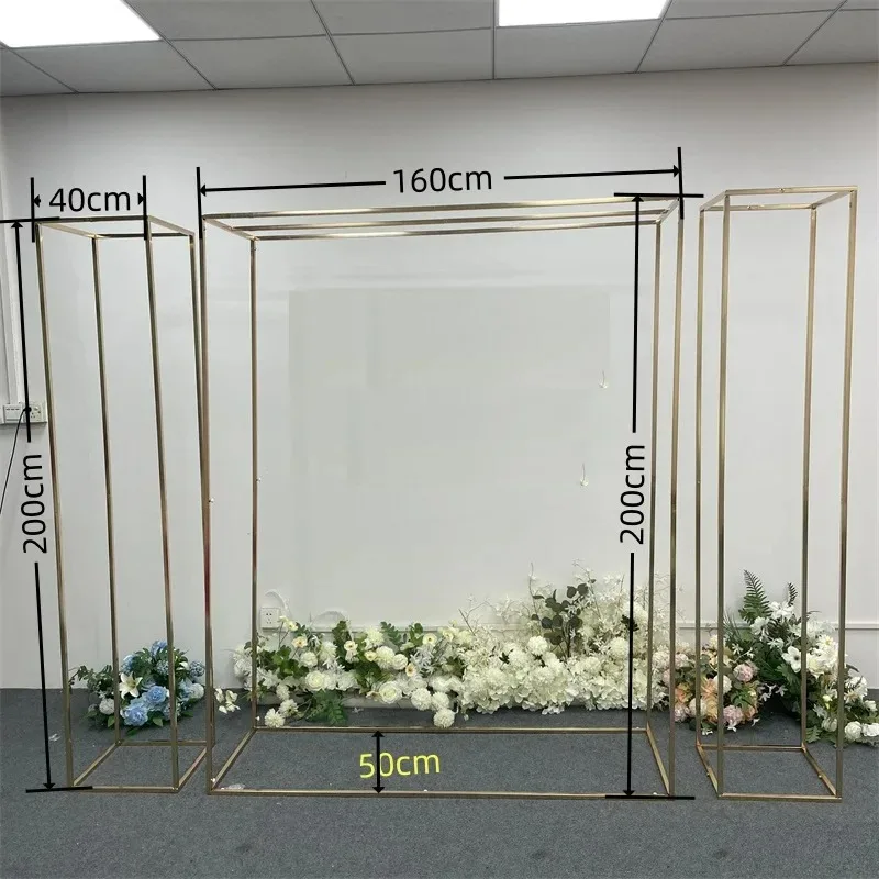 

2023 New Wedding Props Gold Plated Background Wedding arch Flower Decoration Iron Square Arch Screen Outdoor Display Frame