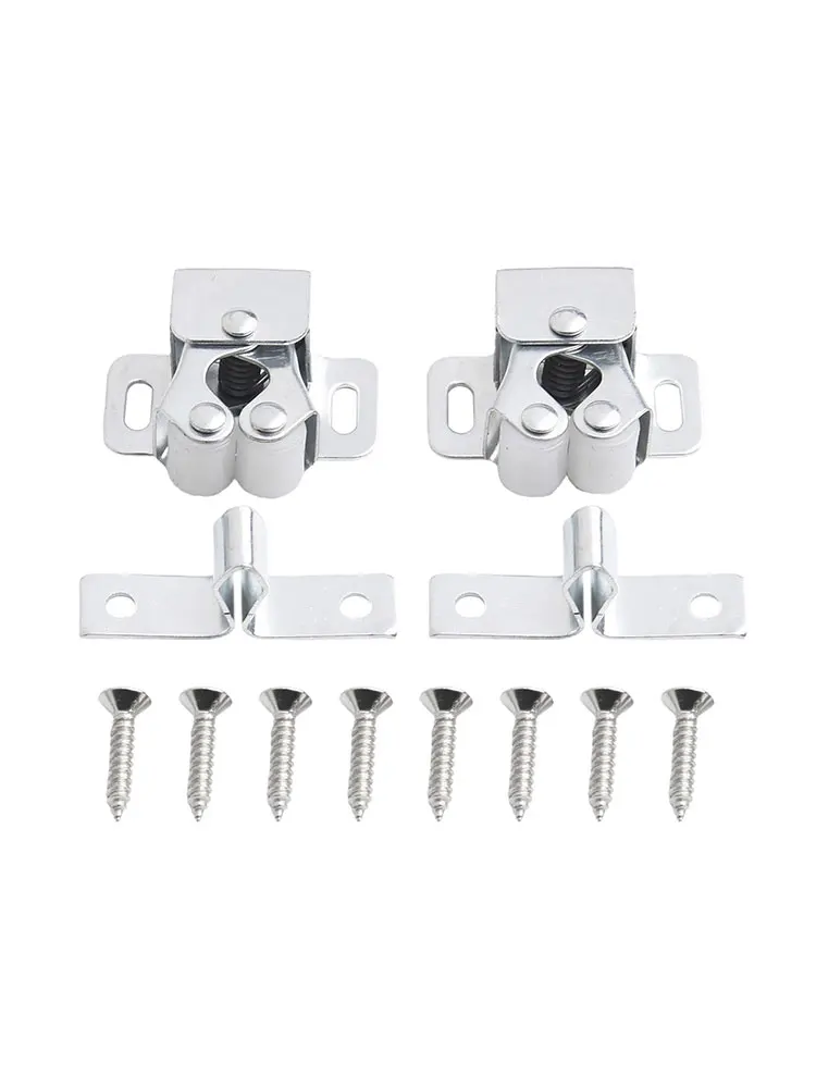 2pcs Door Buckle Press Home Wardrobe Door Buckle Touching The Bead Magnetic Dual Wheel Spring Fixed Lock Low Foot Cabinet