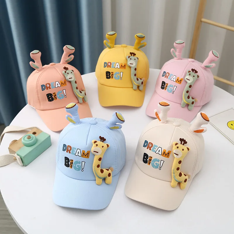 

Baby Girls Sun Hat Cartoon Giraffe Kids Hats Boys Baseball Cap Cute Adjustable Snapback Caps Sports Travel Hiking Hat 2-5Y