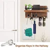 Wooden Wall Key Holder with 5 Hooks Mail Organizer with Shelf Home Decor for Entryway Hallway 5